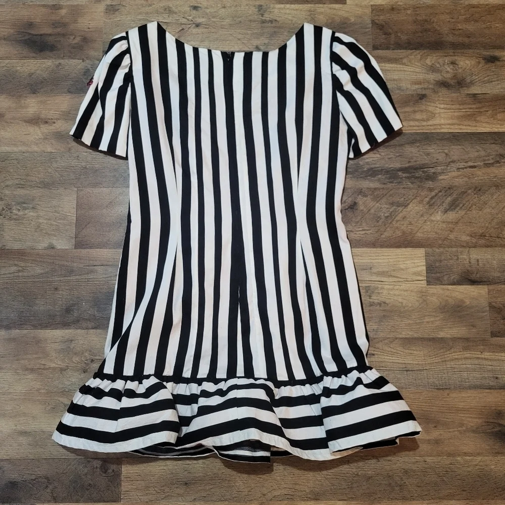 Vintage 70's/80's Lillie Rubin Designer Black and White Sequined Ruffle Dress 14 - Picture 8 of 9